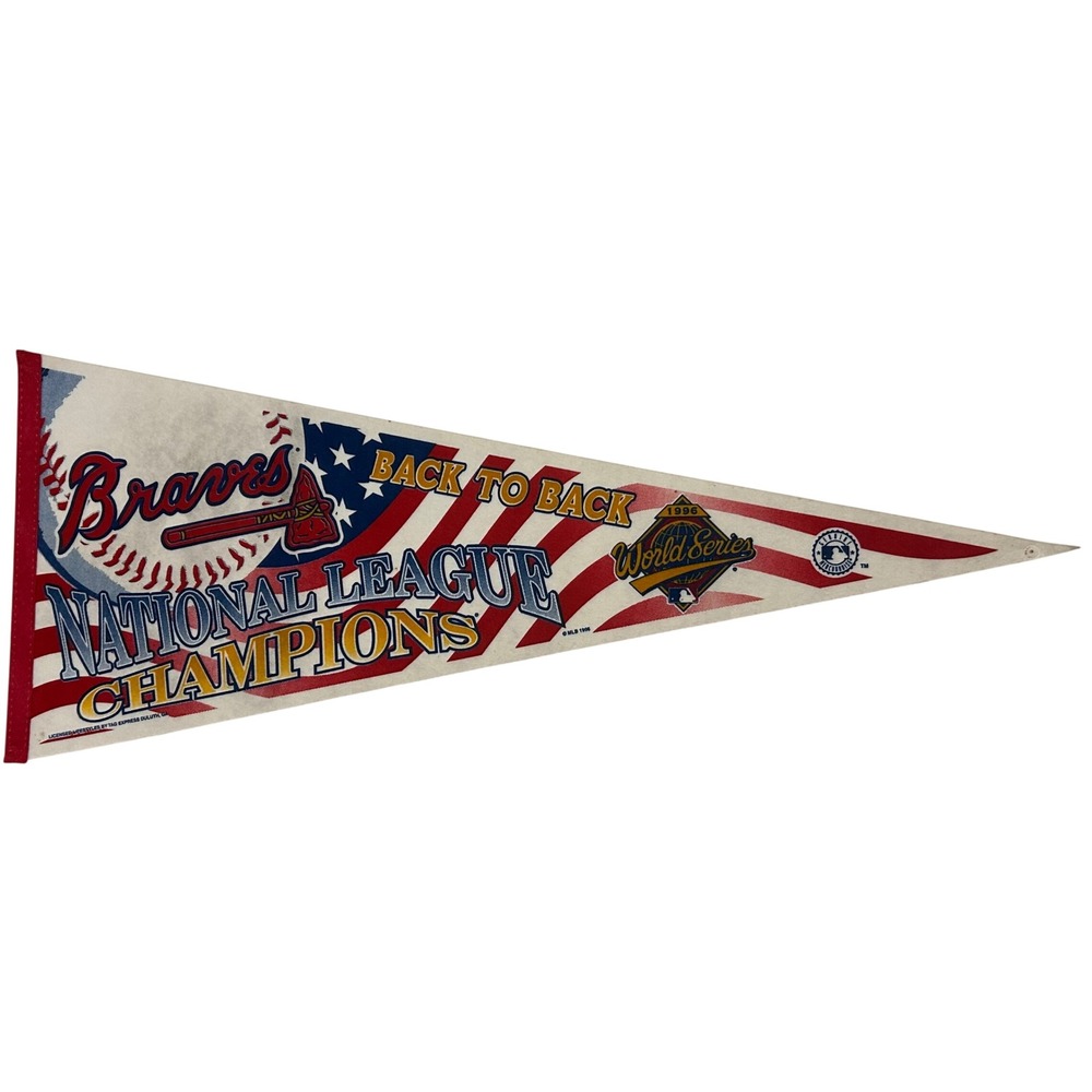 Vintage 1996 Atlanta Braves National League Champions Pennant Back to Back MLB